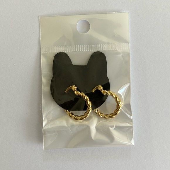 Gold Twisted Hoop Earrings - Picture 3 of 3